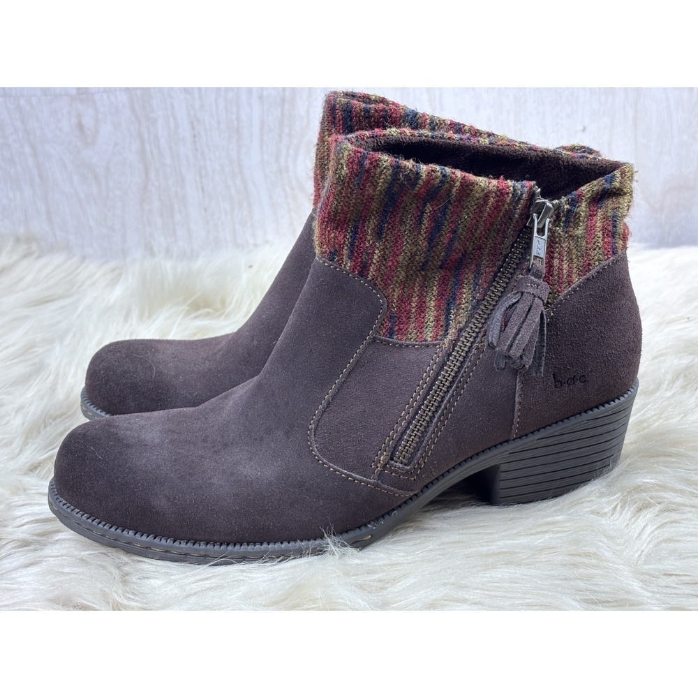 BOC Charon Ankle Boots Brown Suede Knit Collar Tassel Zip Women 9M Boho - Picture 5 of 12